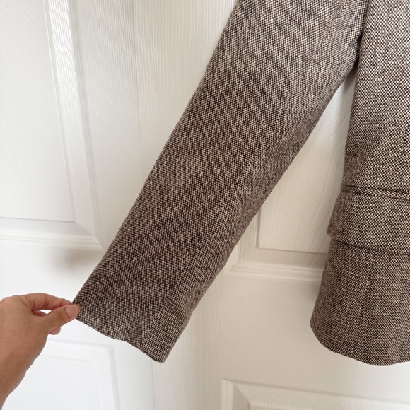 VINTAGE Banana Republic Wool Silk Blend Brown Tweed Blazer Jacket - Picture 7 of 11